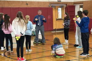  Superintendent Gratto with Middle School students