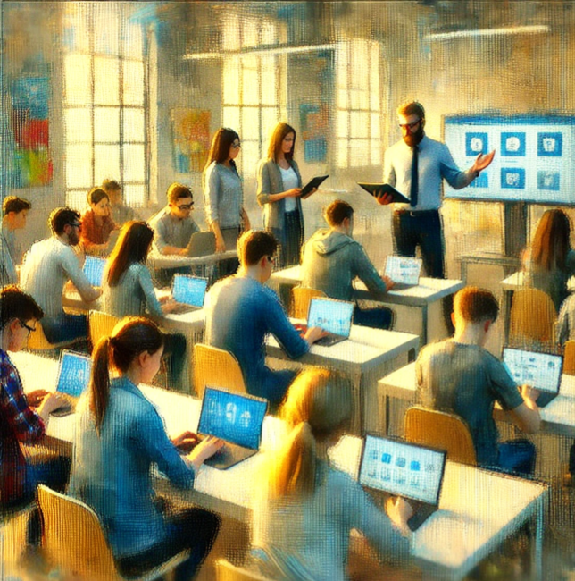 image of students with computers